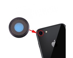 Kamera takaró és plexi Apple iPhone 8 fekete kerettel